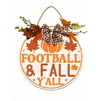 Eveokoki Football & Fall Y'all Hanging Sign Front Door Decor Fall Decorative Wooden Signs Rustic Porch Decoration for Home Office Garden Farmhouse 12 Inch