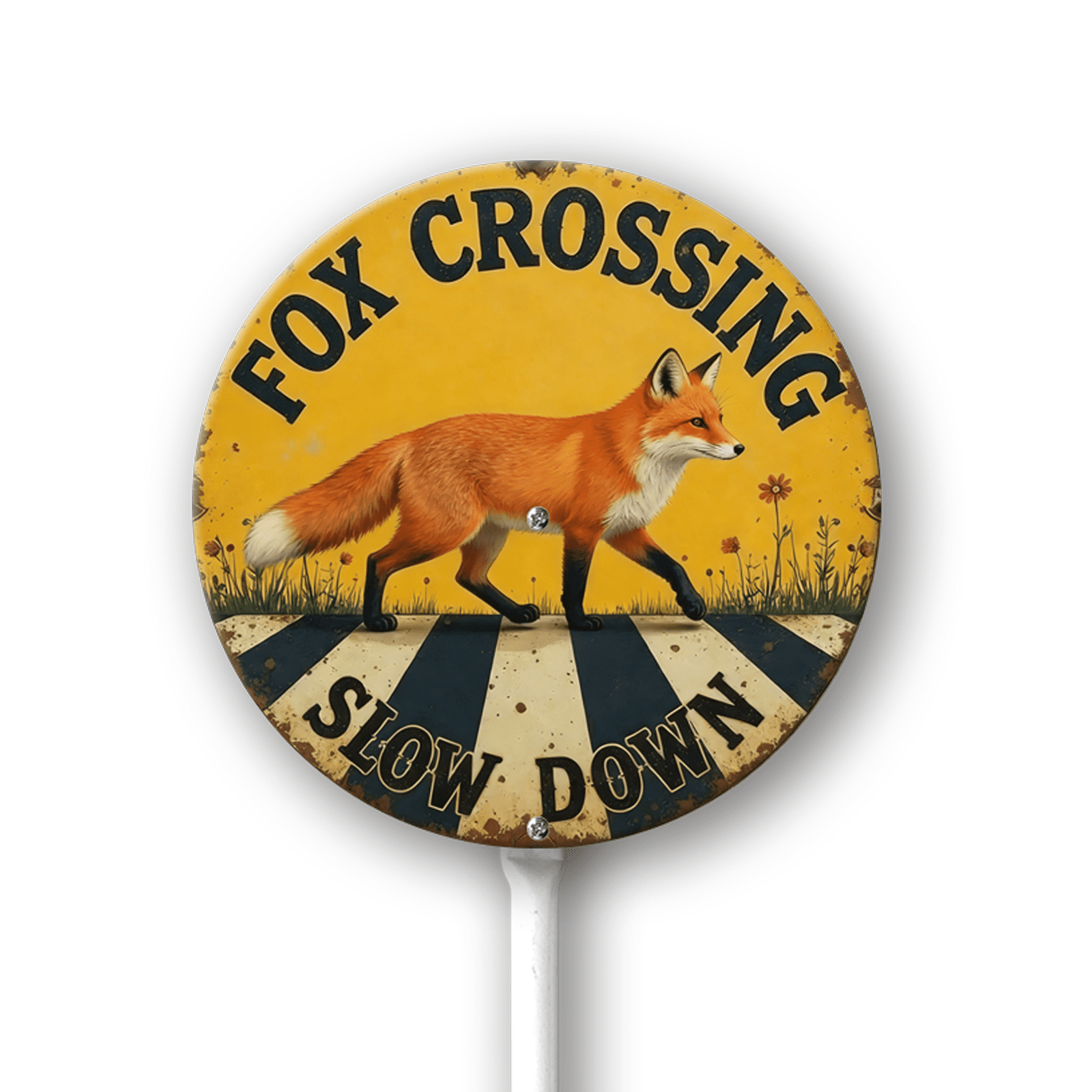 Eveokoki Fox Crossing Sign With Stake For Neighborhoods Yard Aluminium ...