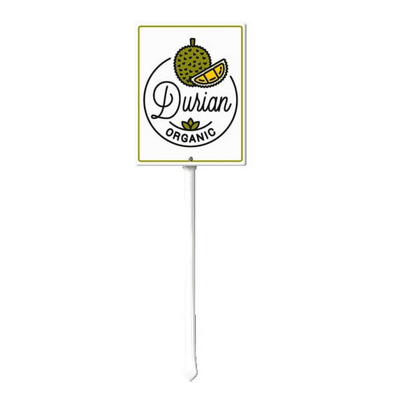 Eveokoki Fruit Signs For Garden With Stake Durian Yard Sign Vegetable Garden Label Stakes Plant Markers For Outdoor Plants Waterproof 6x4.6inch Nursery Garden Fruit Outdoor Sign