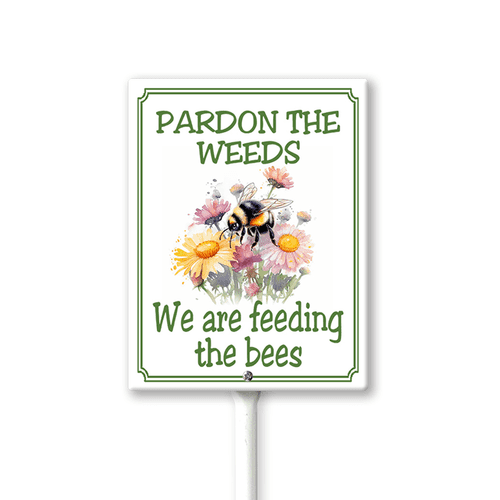 Eveokoki Garden Signs Pollinator-Friendly And Native Habitat Sign with Stake Outdoor Aluminum Yard Signs Rustproof Aluminum Metal Sign Fade Resistant Lawn Decoration for Outdoor 9.2x9.2inch