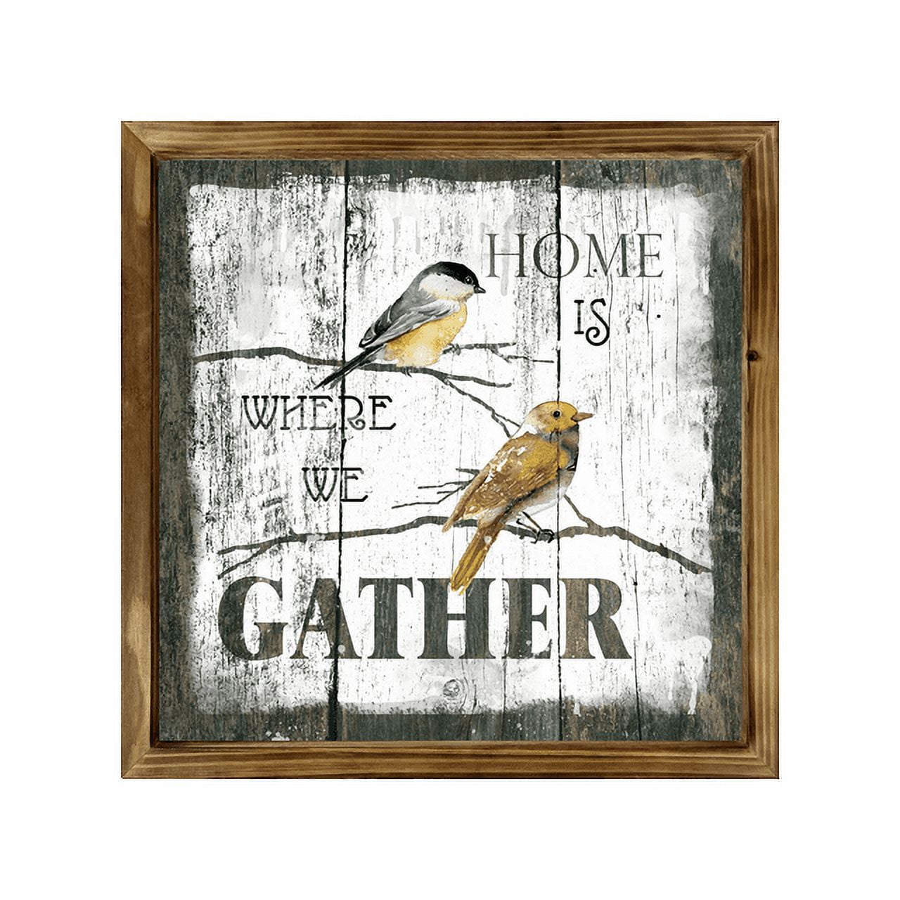 Eveokoki Gather Home Square Rustic Wood Signs,Vintage Wooden Farmhouse