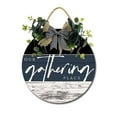 thumbnail image 1 of Eveokoki Our Gathering Place Front Door Sign Funny Wreaths Hanging Wooden Plaque Decoration Round Rustic Wood Farmhouse Porch Decor for Home Front Door Decor, 11 x 11 Inch, 1 of 5