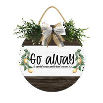 Eveokoki Go Away Sign for Front Door,11Inch Door Decor for Farmhouse Porch Decorations,Rustic Unwelcome Wreaths Sign with Greenery, Round Wooden Hanging Signs Housewarming Gift for Home