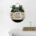 thumbnail image 1 of Eveokoki With God All Things Are Possible Wooden Front Door Sign Rustic Round Wreath Wall Hanger Porch Decor Spring and Summer Farmhouse Decoration Housewarming Gift 12 Inches, 1 of 5