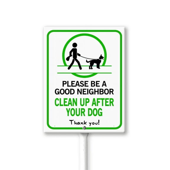 Eveokoki Be A Good Neighbor Clean Up After Your Dog Signs for Yard with Stake, Sturdy Aluminum Sign Rust Free, Dog Poop Sign Decoration for Yard Garden Lawn Outdoor 8"×12"