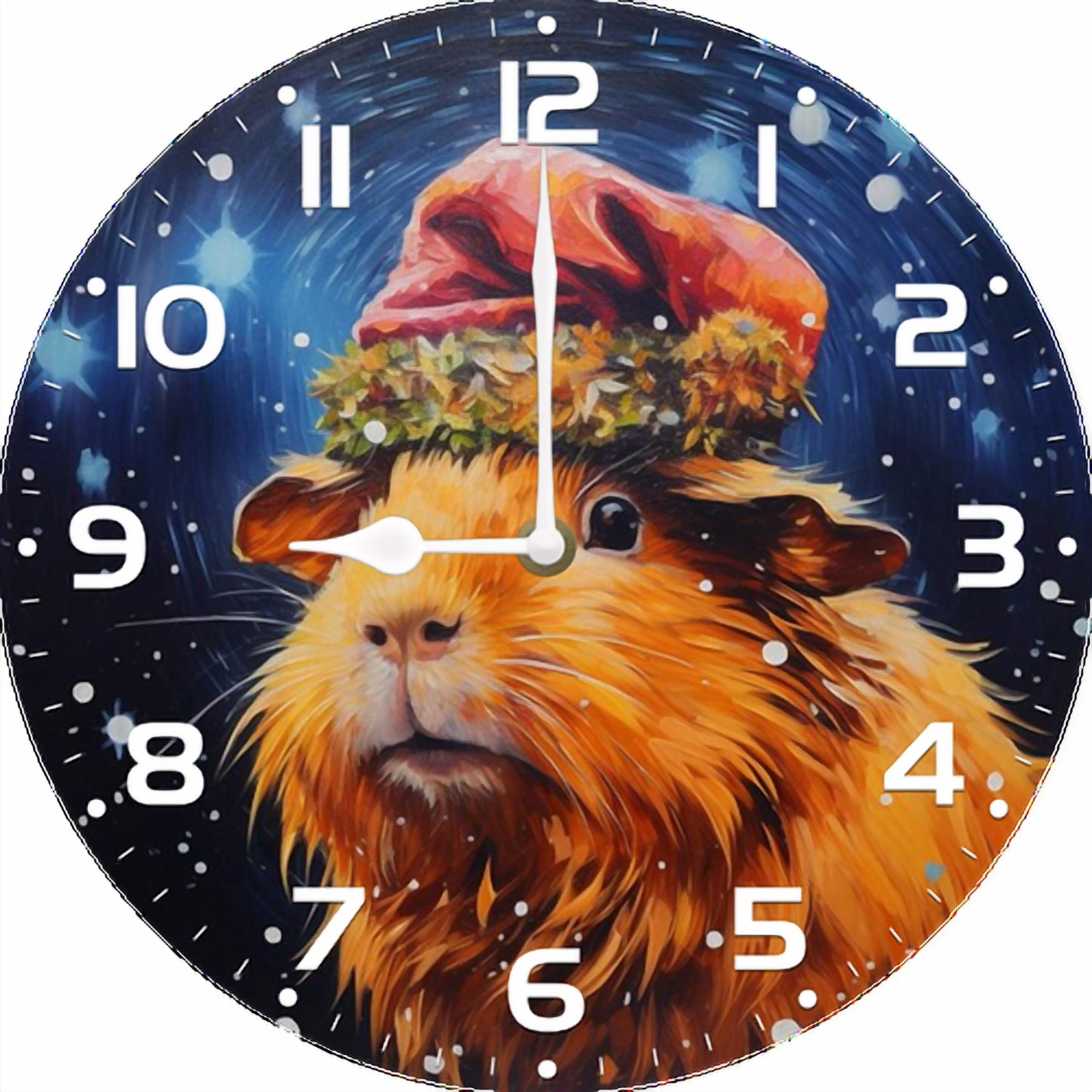 Eveokoki Guinea Christmas Hat Wall Clock Large Silent Non-Ticking ...