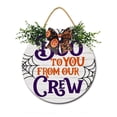 thumbnail image 1 of Eveokoki Halloween Decorations Door Sign, 12 Inch Rustic Boo To You From Our Crew Wooden Hanging Sign for Front Door, Wreath with Bow Party Indoor Outdoor Decor Home, 1 of 5