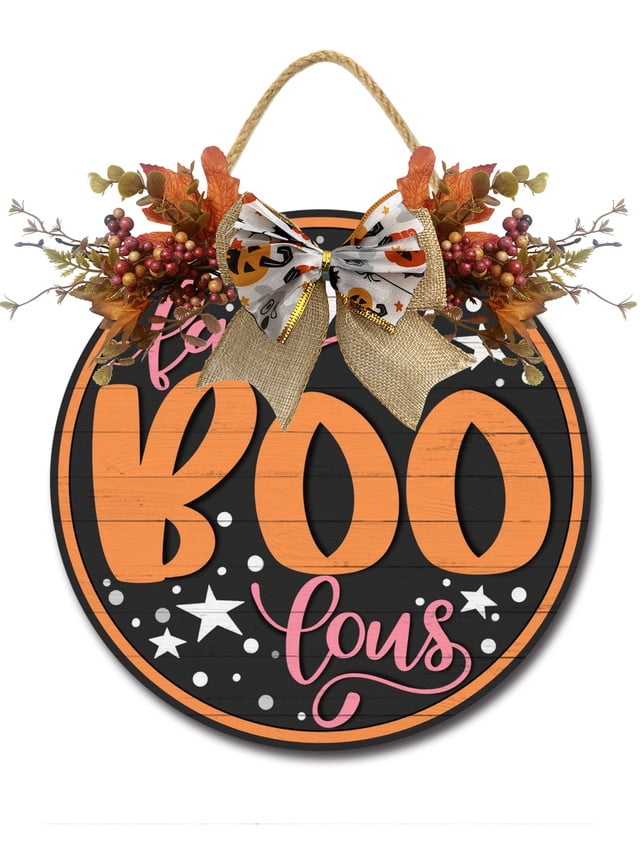 Rustic Boo Sign Eveokoki Halloween Decorations Door Sign, 12 Inch Rustic Fabulous Boo ...