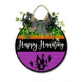 thumbnail image 1 of Eveokoki Halloween Decorations Door Sign, 12 Inch Rustic Happy Haunting Wooden Hanging Sign for Front Door, Wreath with Bow Party Indoor Outdoor Decor Home, 1 of 5
