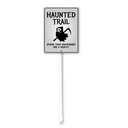 Eveokoki Halloween Yard Sign Haunted Trail Decorations Yard Signs Decorative Garden Stakes Aluminum Outdoor Lawn Signs for Halloween Party Yard Lawn Garden Decorations