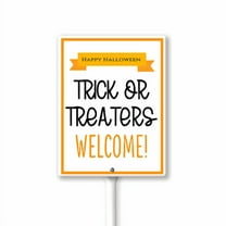 Eveokoki Happy Halloween Trick Or Treaters Welcome Aluminum Decorative Garden Stakes - Outdoor Halloween Decor for Home, Yard Signs for Garden Lawn Patio 8x12Inch