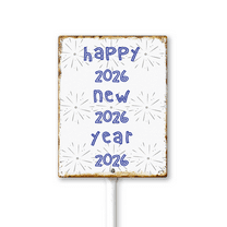 Eveokoki Happy New Year 2026 Sign With Stake Sturdy Aluminum Yard Sign 7x8.8inch Welcome New Year Garden Signs Holiday Winter House Outdoor Outside Decorations