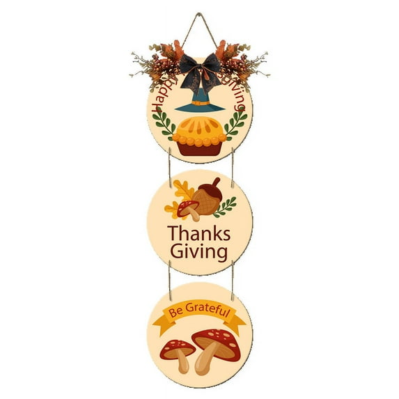 Eveokoki Happy Thanksgiving Decoration Wall Hanging Sign, Holiday Wreath for Front Door Rustic Burlap Wooden Thanksgiving Ornaments for Home Window Wall Farmhouse Indoor Outdoor