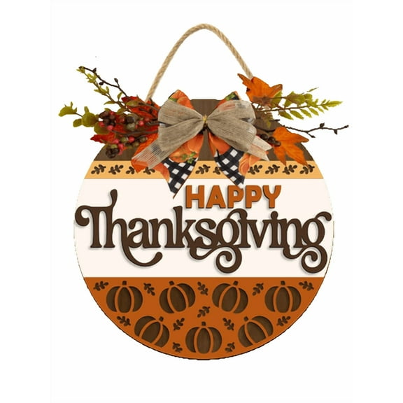 Eveokoki Happy Thanksgiving Hanging Sign Front Door Decor Fall Decorative Wooden Signs Rustic Porch Decoration for Home Office Garden Farmhouse 11 Inch