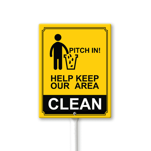 Eveokoki Help Keep Our Area Clean Sign 8 x 12 Inch Outdoor Aluminum Yard Signs with Metal Stakes for Private Property Grass Lawn No Trash Dumping