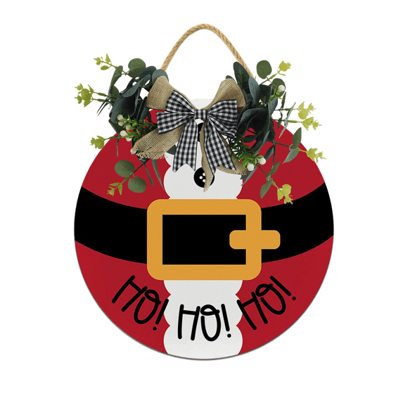 Eveokoki Ho Ho Ho Decorations Wreath, Wooden Hanging Sign Rustic Wooden Holiday Decor for Front Door Porch Window Wall Farmhouse Indoor Outdoor Decorations 12x12Inch