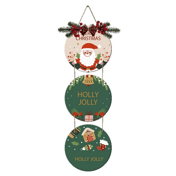 Eveokoki Holly Jolly Decoration Wall Hanging Sign, Holiday Wreath for Front Door Rustic Burlap Wooden Christmas Ornaments for Home Window Wall Farmhouse Indoor Outdoor