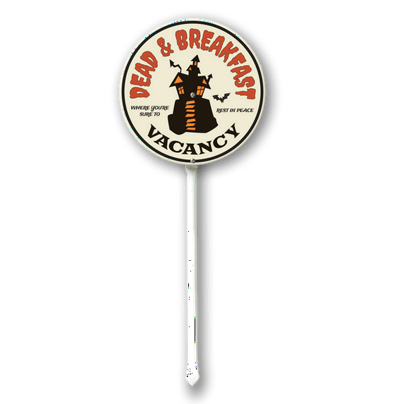 Eveokoki Home Halloween Yard Stake, 9.2x9.2 Inch Dead Breakfast Aluminum Sign With Stake, Outdoor Decoration Garden Lawn Driveway Yard Sign for Halloween