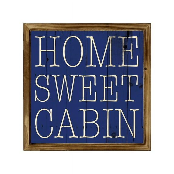 Eveokoki Home Sweet Cabin Square Rustic Wood Signs,Vintage Wooden Farmhouse Plaque, Large Wood Framed Wall Hanging Decor 16"