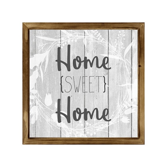 Eveokoki Home Sweet Home Square Rustic Wood Signs,Vintage Wooden Farmhouse Plaque, Large Wood Framed Wall Hanging Decor 16"