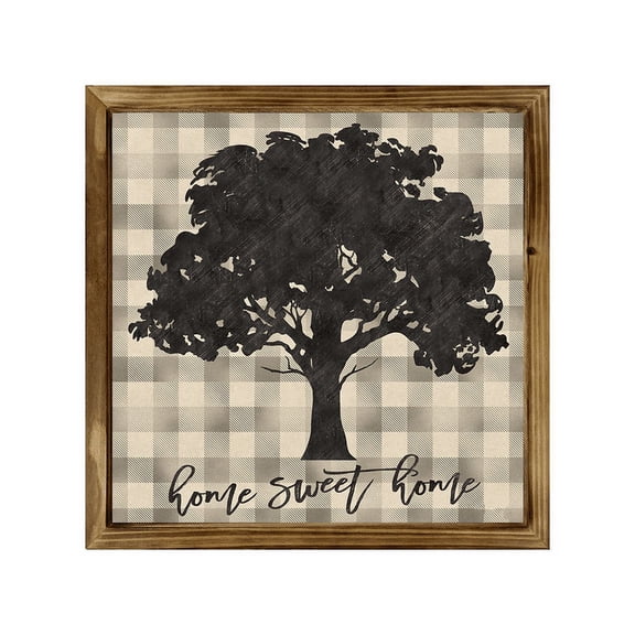 Eveokoki Home Sweet Home Square Rustic Wood Signs,Vintage Wooden Farmhouse Plaque, Large Wood Framed Wall Hanging Decor 16"