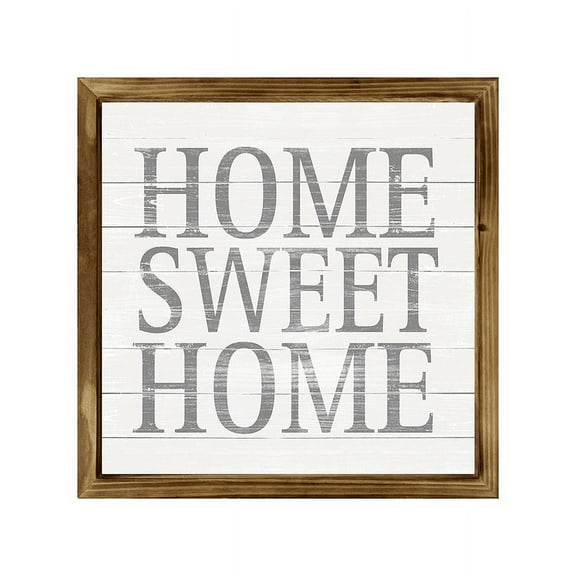 Eveokoki Home Sweet Home Square Rustic Wood Signs,Vintage Wooden Farmhouse Plaque, Large Wood Framed Wall Hanging Decor 16"