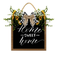 thumbnail image 1 of Eveokoki Home Sweet Home Wreaths Decor Sign Front Door, Round Wood Hanging Sign with Ribbon Bow and Artificial Green Leaves, Farmhouse Porch Decorations for Home 12", 1 of 5