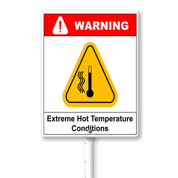 Eveokoki Hot Temperature Yard Sign with Stake 7x8.8inch Rustproof Outdoor Aluminum Sign for Yard Garden Lawn Street Outdoor