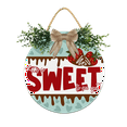thumbnail image 1 of Eveokoki It's So Sweet To See You Sign for Front Door Decorations, Rustic Round Wood Holiday Sign, Front Door Wreath Burlap Wooden Hanging Signs for Outdoor Farmhouse Porch Home Spring Holiday Decor, 1 of 6