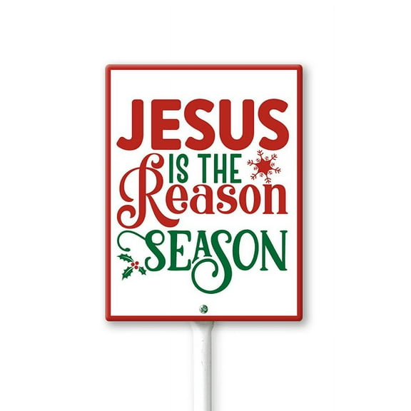 Eveokoki Jesus Is The Reason Season Yard Sign Christmas Nativity Outdoor Decoration Lawn Sign Religious Lawn Decorations with Stakes for Christmas Decor, Church, Home Decoration