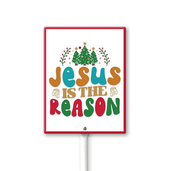 Eveokoki Jesus Is The Reason Yard Sign Christmas Nativity Outdoor Decoration Lawn Sign Religious Lawn Decorations with Stakes for Christmas Decor, Church, Home Decoration