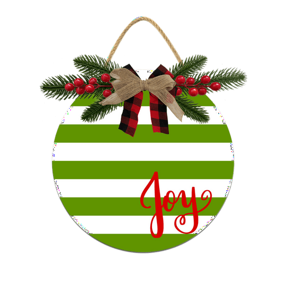 Eveokoki Joy Door Hanging Sign 11 inch Wooden Wall Sign, Rustic Holiday Wreath Decor for Front Door Porch Home Window Wall Farmhouse Decorations