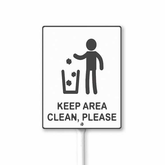 Eveokoki Keep Area Clean Please Sign with Stake - 4.6x6 Inch Aluminum No Dumping Signs Outdoor - No Trash Sign - Signs for Private Property