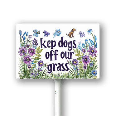 Eveokoki Keep Dogs Off Our Grass Sign, 12" x8" Stay Off Grass Aluminum Signs with Metal Stakes,UV Protected,Weatherproof,Fade Resistant,Easy to Mount