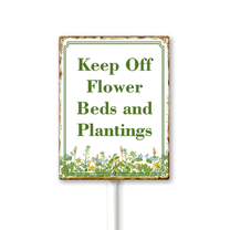 Eveokoki Keep Off Flower Bed And Plantings Yard Sign with Stake, Flower Metal Decor, 8x12inch Rustproof Aluminum Sign for Yard Garden Lawn Street Outdoor