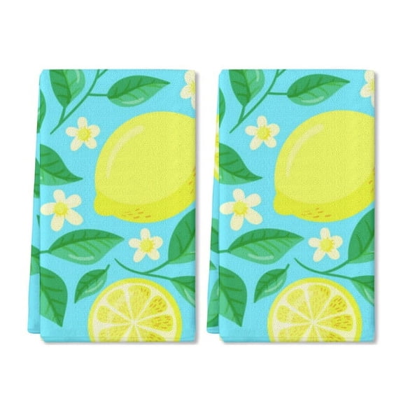 Eveokoki Kitchen Dish Towel 16 x 24 Inch Fruit And Floral Dishcloth Watercolor Fruit Decorative Hand Drying Tea Towel for Cooking Baking Cleaning Wipes, Set of 2