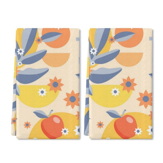 Eveokoki Kitchen Dish Towel 16 x 24 Inch Fruit And Floral Dishcloth Watercolor Fruit Decorative Hand Drying Tea Towel for Cooking Baking Cleaning Wipes, Set of 2