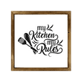 thumbnail image 1 of Eveokoki Kitchen Sign with Rustic Wood Frame 16x16 Inch, My kitchen rules , Kitchen Decor , Farmhouse Kitchen Decor , Kitchen Decorations Wall Sign , Dining Room Wall Decor Sign, 1 of 5