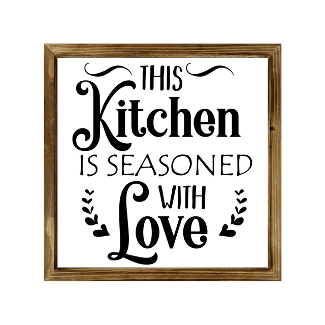 Eveokoki Kitchen Sign with Rustic Wood Frame 16x16 Inch, This kitchen ...