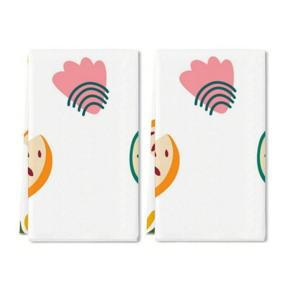 Eveokoki Kitchen Tea Towel - Quick Dry Polyester Cloth Dish Towels for Kitchen Drying - Premium Quick Dry Towel (Lemon Kiwi Apple, Set of 2)