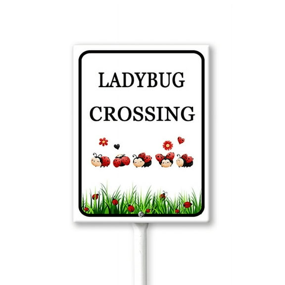 Eveokoki Ladybug Crossing Garden Stake - Garden Décor - Decorative Stake for Lawn and Yard 8x12Inches