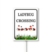 Eveokoki Ladybug Crossing Garden Stake - Garden Décor - Decorative Stake for Lawn and Yard 8x12Inches