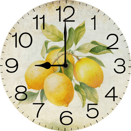 Eveokoki Lemon Tree Branch Wood Wall Clock Battery Operated Clock Silent 10 Inch Non Ticking Wall Clocks for Bedroom Living Room Decorative