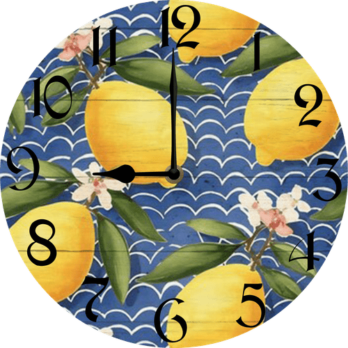 Eveokoki Lemons And Leaves Wood Wall Clock Non Ticking Silent Kitchen Clock Large Battery Operated Clocks 10 inch for Living Room Bedroom Decor
