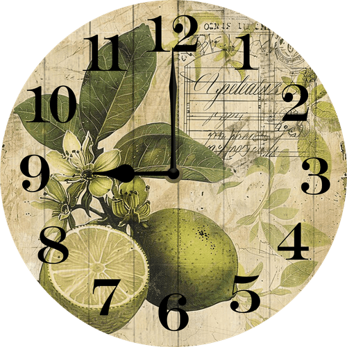 Eveokoki Lemons And Limes Wood Wall Clock Non Ticking Silent Kitchen Clock Large Battery Operated Clocks 10 inch for Living Room Bedroom Decor