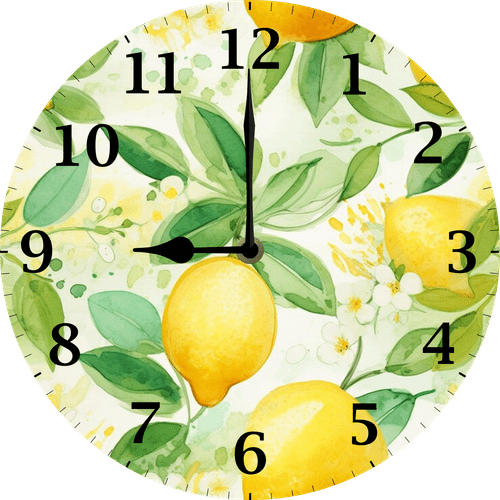 Eveokoki Lemons Wood Wall Clock Battery Operated Clock Silent 10 Inch Non Ticking Wall Clocks for Bedroom Living Room Decorative