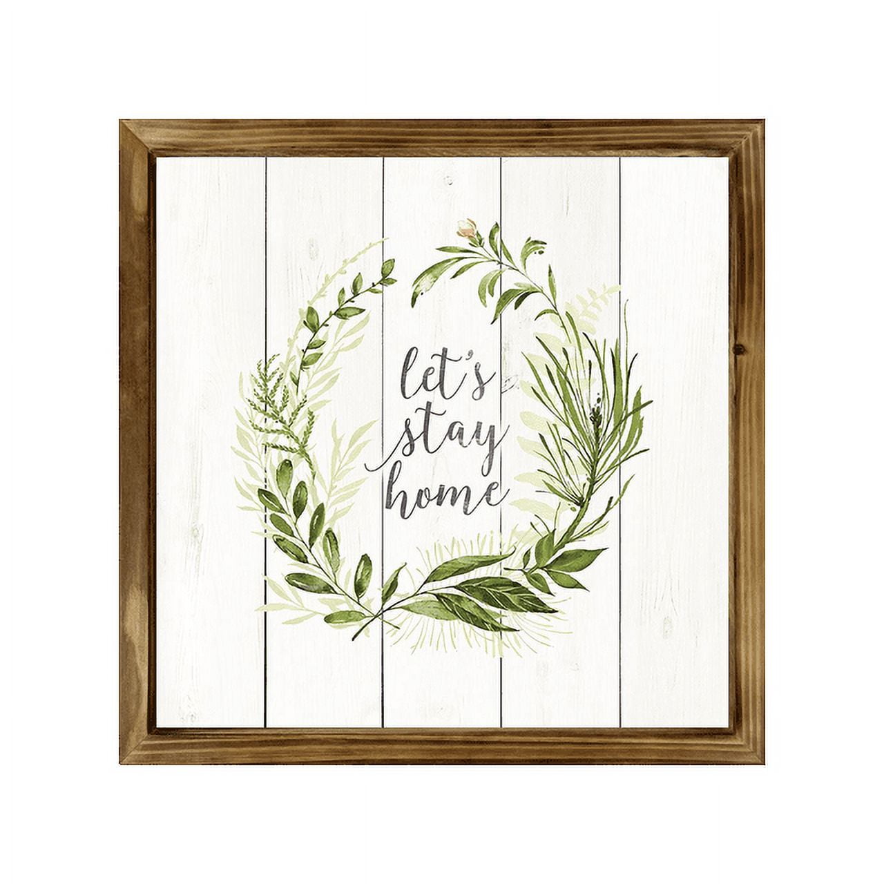 Eveokoki Lets Stay Home Wreath Square Rustic Wood Signs,Vintage Wooden