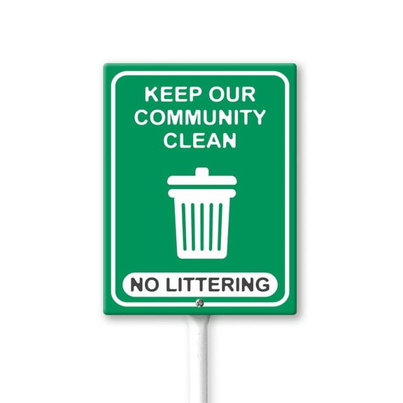 Eveokoki No Littering Keep Our Community Clean Sign with Stake - 8x12 Inch Aluminum No Dumping Signs Outdoor - No Trash Sign - Signs for Private Property