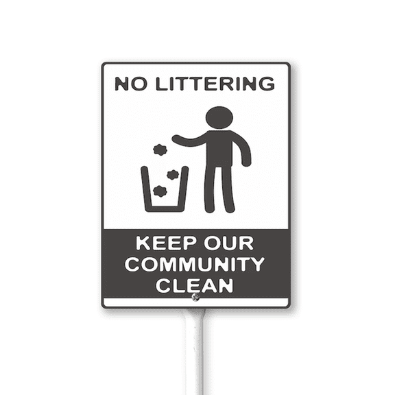 Eveokoki No Littering Keep Our Community Clean Sign with Stake - 8x12 Inch Aluminum No Dumping Signs Outdoor - No Trash Sign - Signs for Private Property