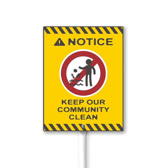 Eveokoki No Littering Keep Our Community Clean Sign with Stake - 8x12 Inch Aluminum No Dumping Signs Outdoor - No Trash Sign - Signs for Private Property